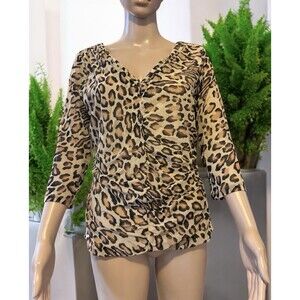 The Limited Animal Print Top Plus Size XL  Leopard V-neck Rushed